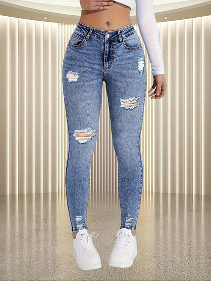 Bianca - Modieuze gescheurde jeans met hoge taille voor dames