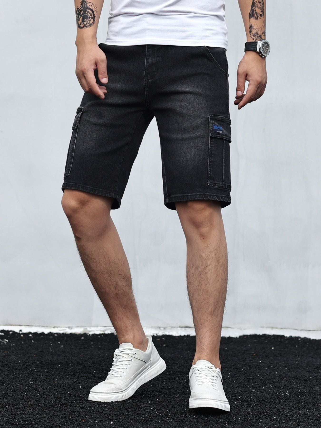 Elio - Cargo denim shorts voor heren