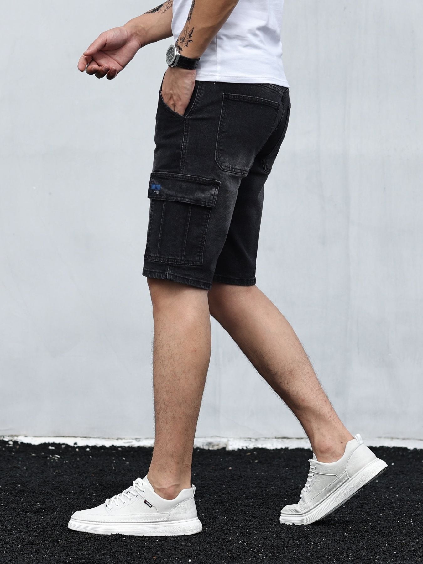 Elio - Cargo denim shorts voor heren