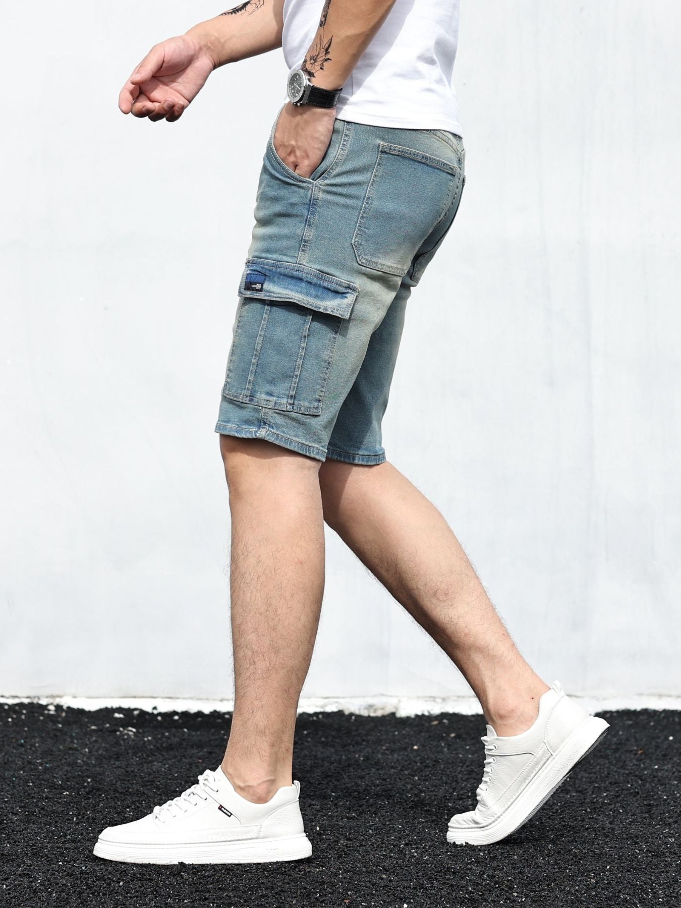 Elio - Cargo denim shorts voor heren