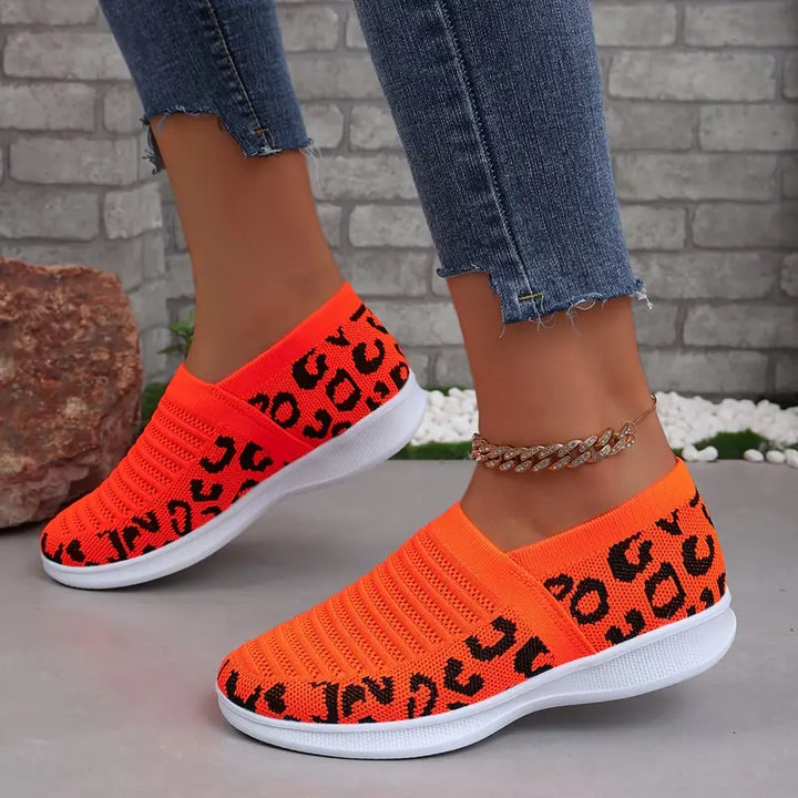 Marcella - Gebreide sneakers met luipaardprint voor dames