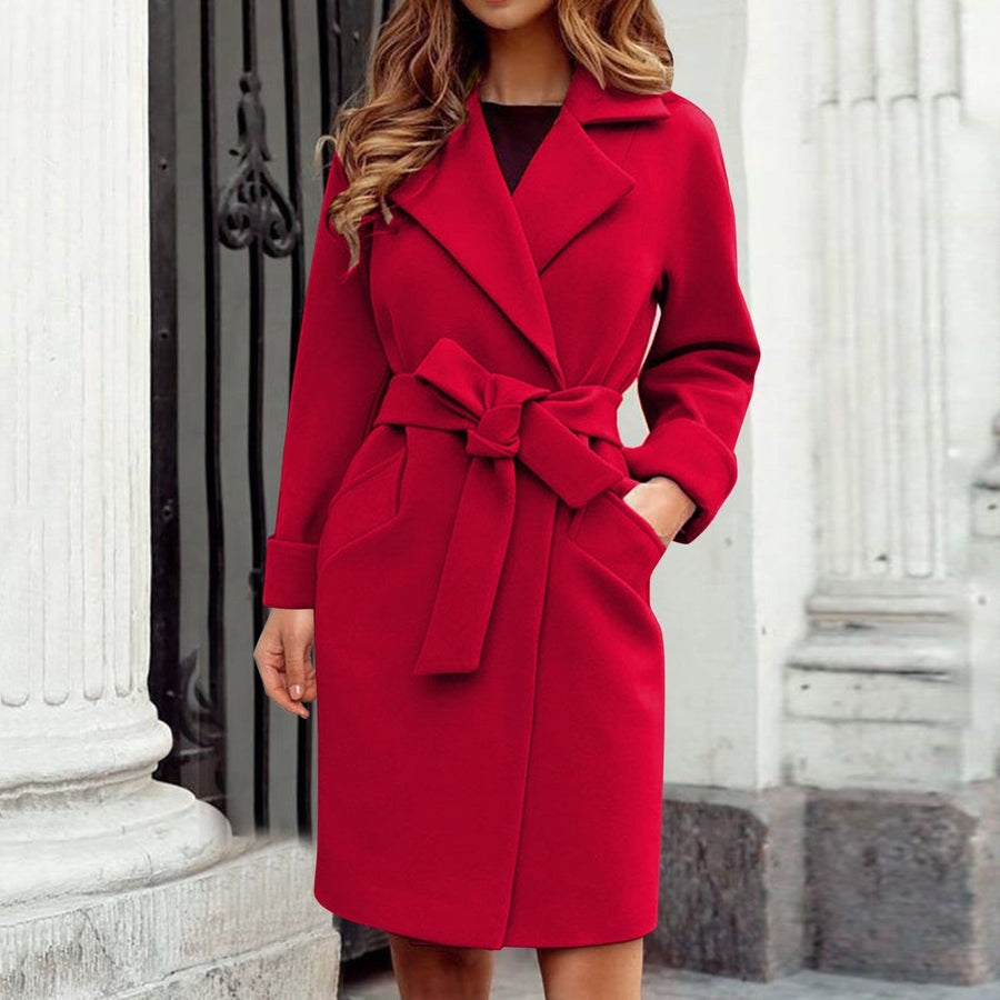 Alice  - Lange dames trenchcoat winterjas met knoopsysteem in felle kleuren