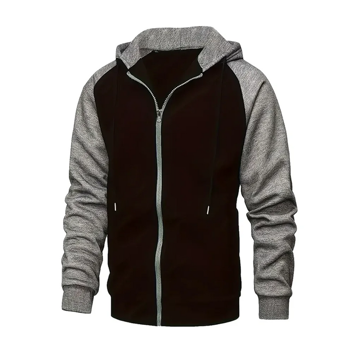 Francesco - Heren lange mouwen color block hoodie met rits