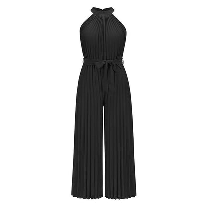 Lana - Elegante geplooide jumpsuit met hoge kraag