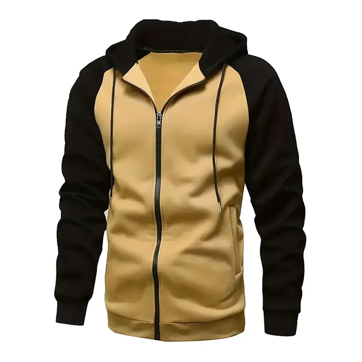 Francesco - Heren lange mouwen color block hoodie met rits