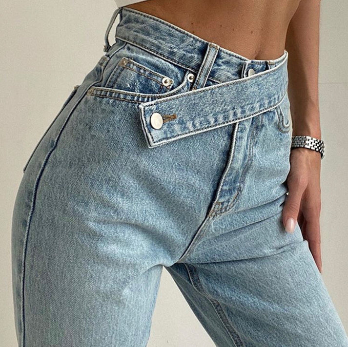 Nadia - Klassieke jeans met hoge taille en rechte pijp