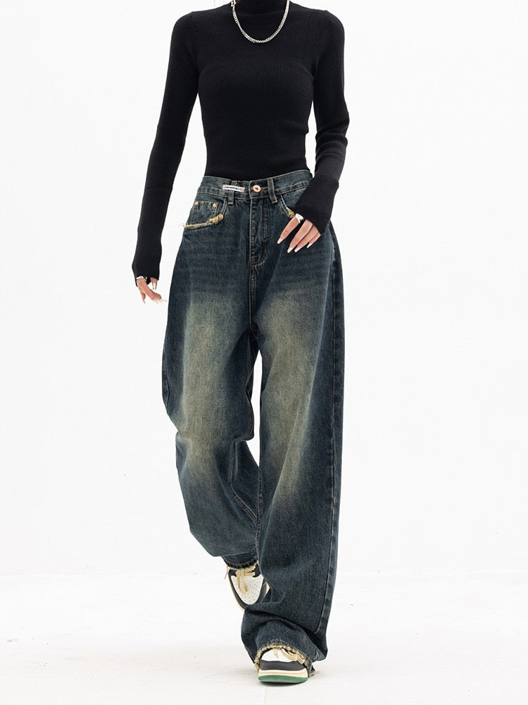 Crizia - Dames Vintage Streetwear Koreaans Baggy Jeans