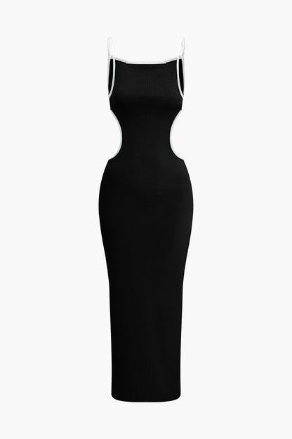 Emma - Contrast uitgesneden rugloze slip maxi jurk