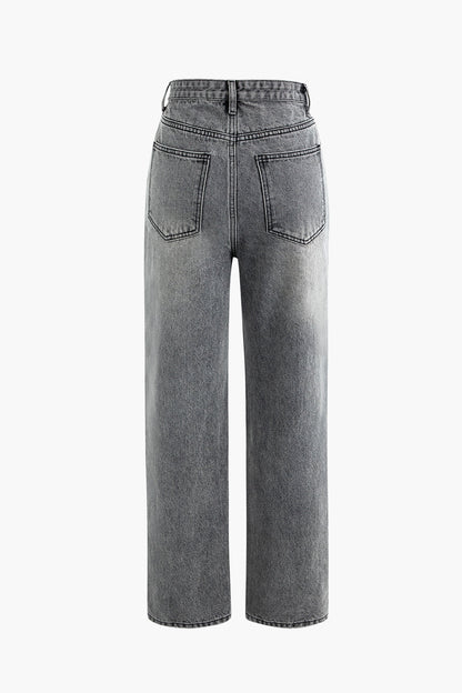 Sophie - Asymmetrische Taille Rechte Been Jeans