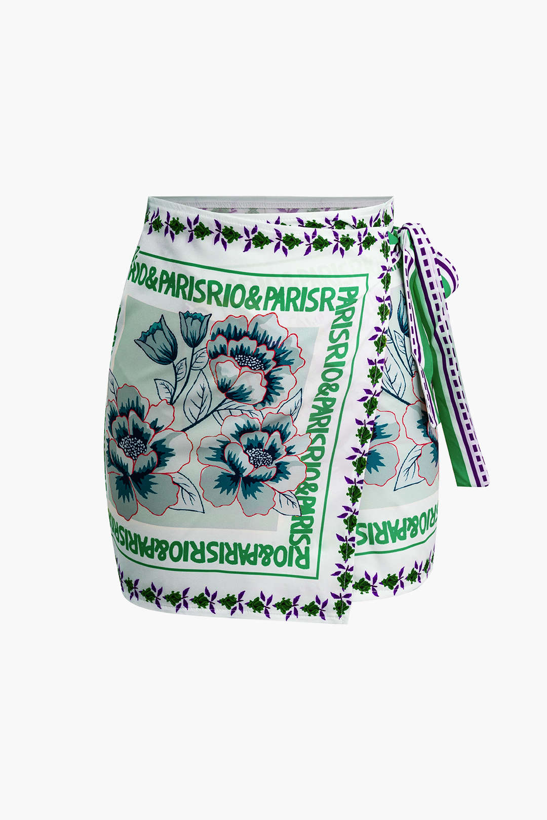 Tess - Mini rok met bloemenprint en wikkelknoop