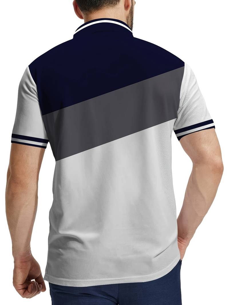 Liam  - Golfshirt met cotrasterende kleurenprint