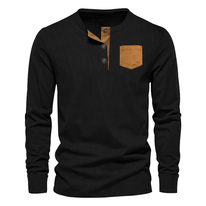 Romeo - Stijlvol Long Sleeve Patch Pocket T-shirt Voor Mannen