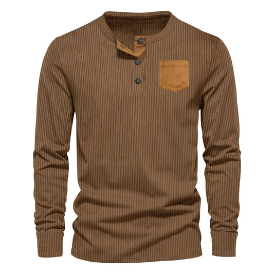 Romeo - Stijlvol Long Sleeve Patch Pocket T-shirt Voor Mannen