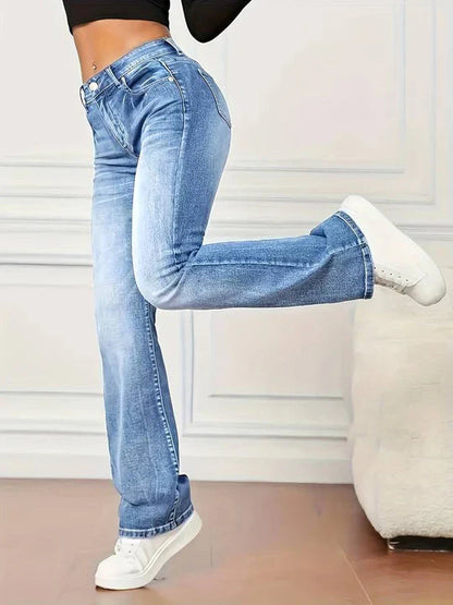 Aurora - Dames flared jeans in vintage look met stretch