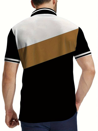 Liam  - Golfshirt met cotrasterende kleurenprint