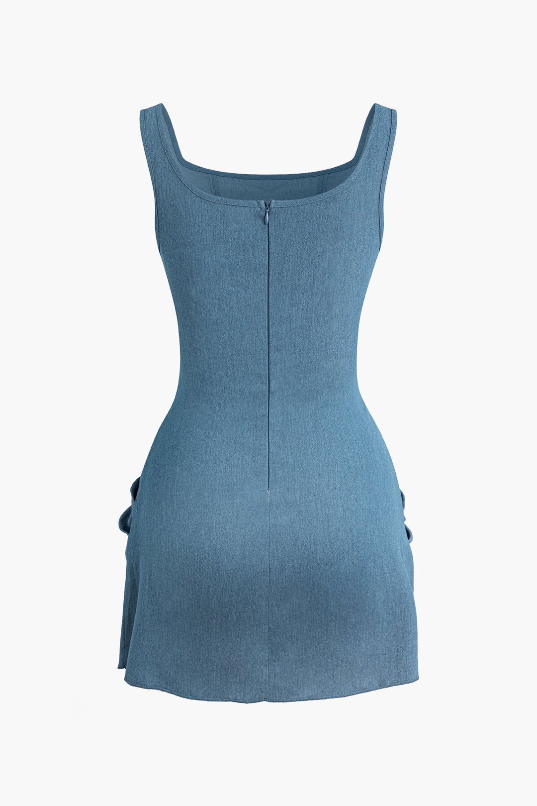 Beatrice - 3D Bloem met ruches tank denim jurk