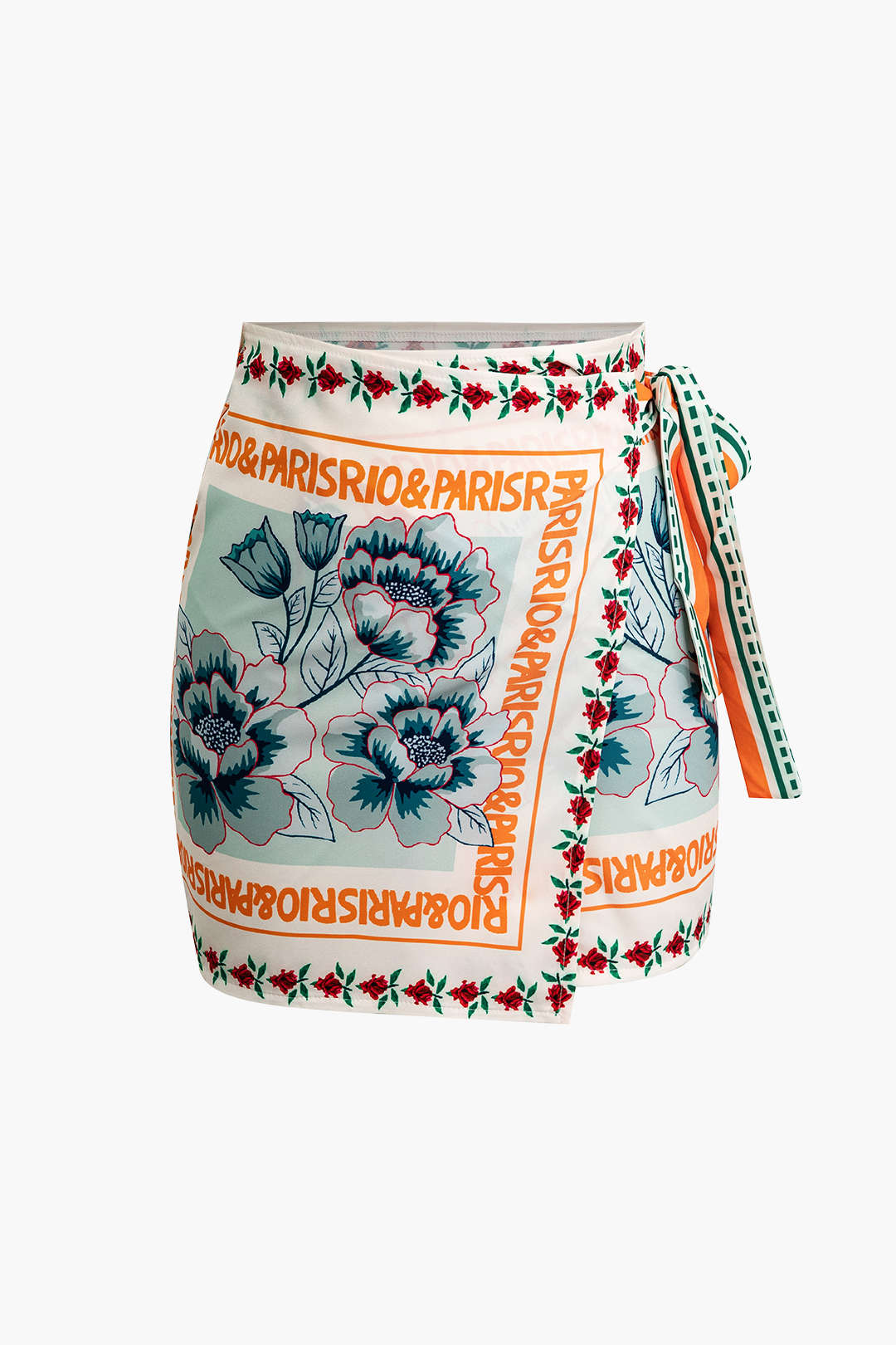 Tess - Mini rok met bloemenprint en wikkelknoop