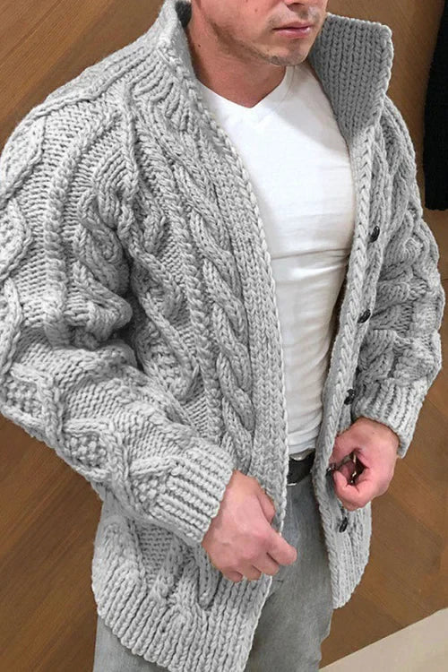 Riccardo - Heren cardigan met suède kraag