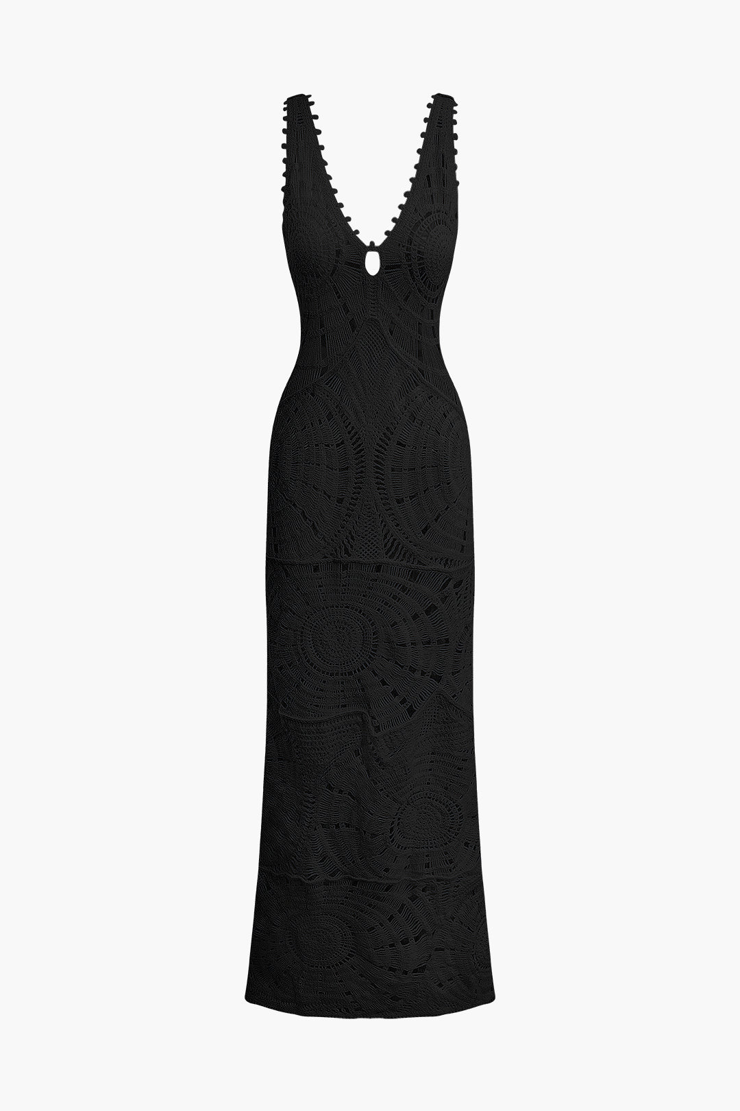 Marcelia - Effen V-hals Gebreide Maxi Dress