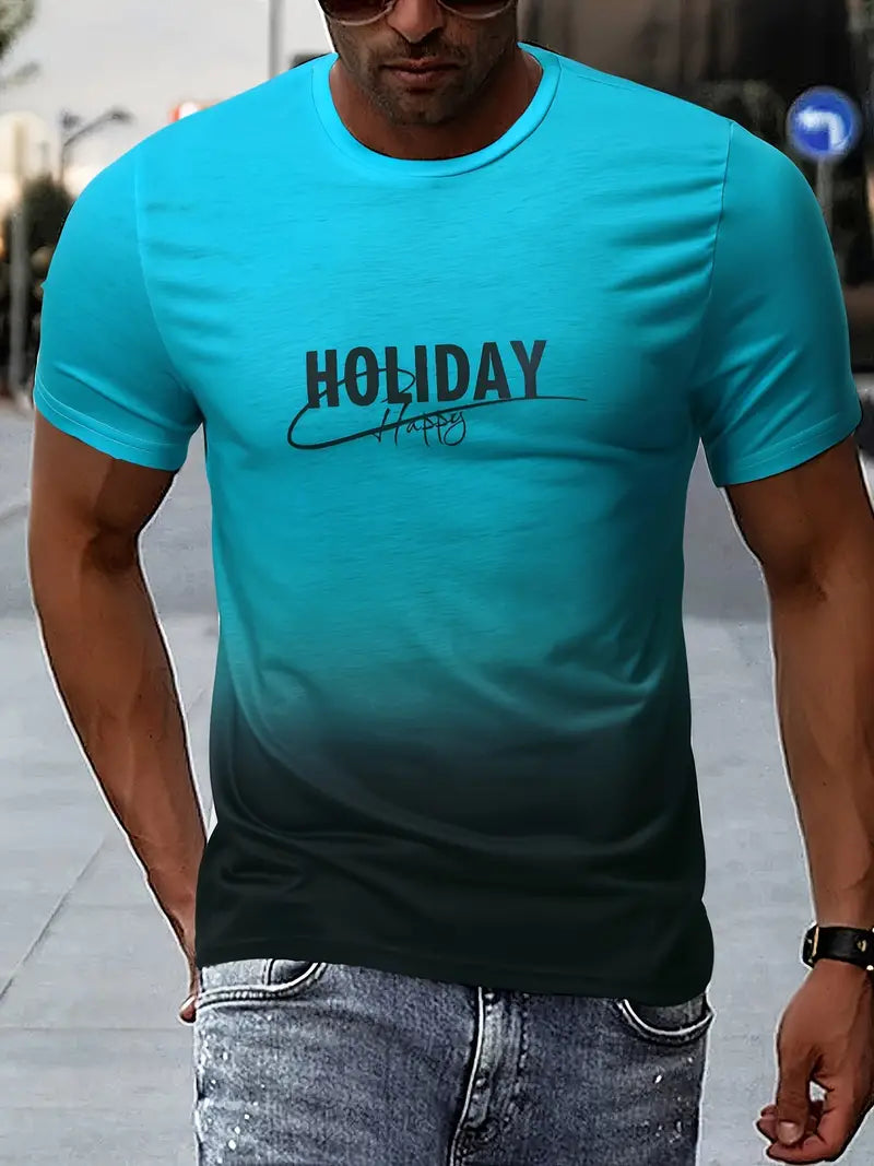 Holiday - Comfortabel t-shirt met grafisch kleurverloop voor mannen