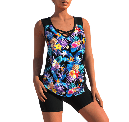 Emilia  - Tankini set | zomer geometrische V-hals