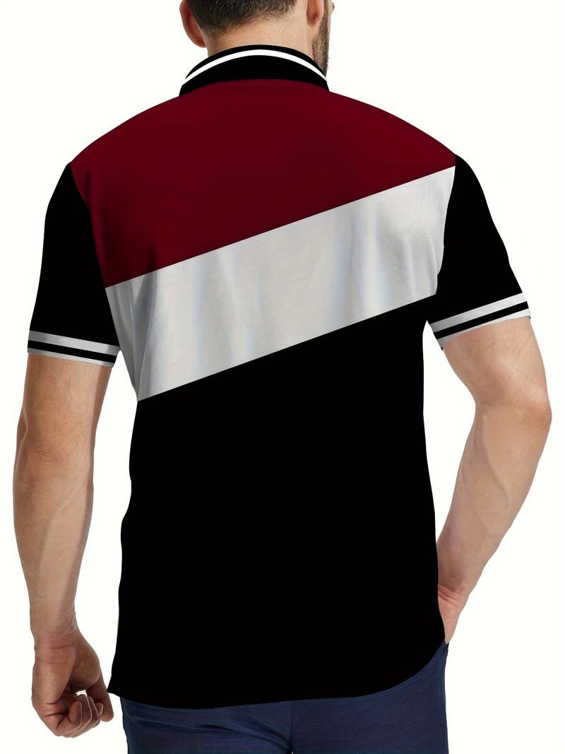 Liam  - Golfshirt met cotrasterende kleurenprint