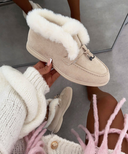 Lidia - Gevoerde beige loafer voor vrouwen