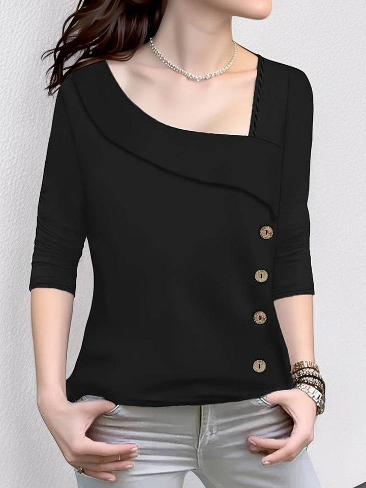 Franky - Asymmetrische blouse met knoopsluiting