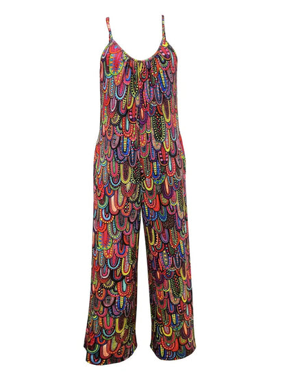 Bente - Boho chic jumpsuit met wijde pijpen en grafische print