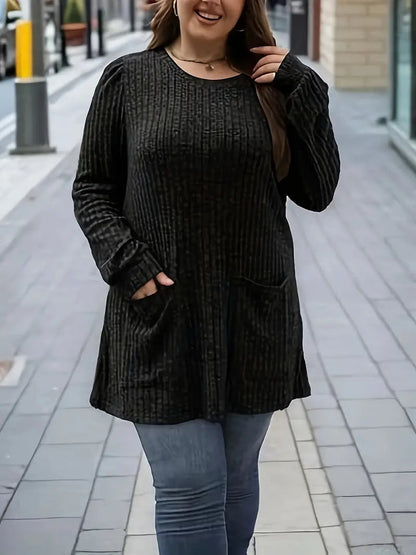 Hanne - Oversized geribd shirt met lange mouwen