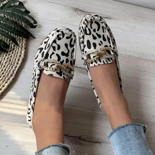 Marieke -  Luipaard print slip-on loafers