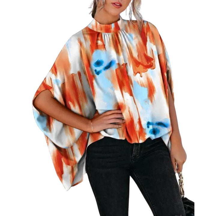 Xyza - Blouse met hoge hals en abstracte print