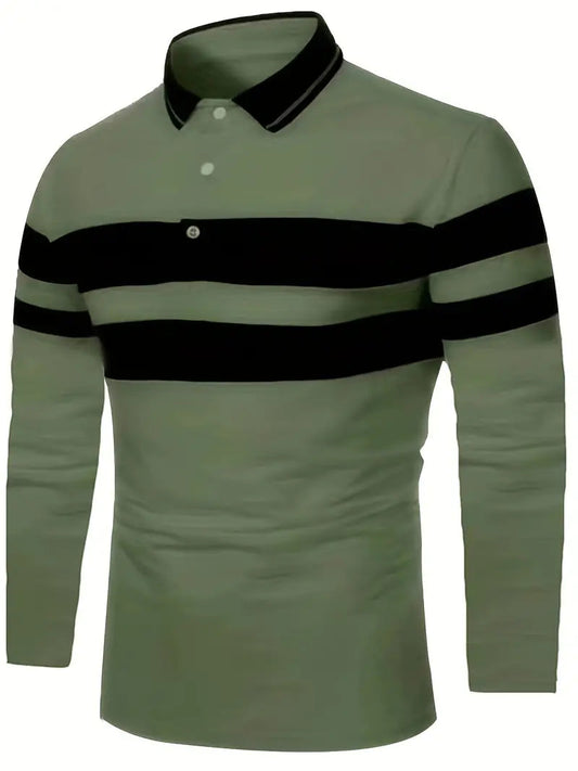 Nout - Casual kleurblok shirt met lange mouwen