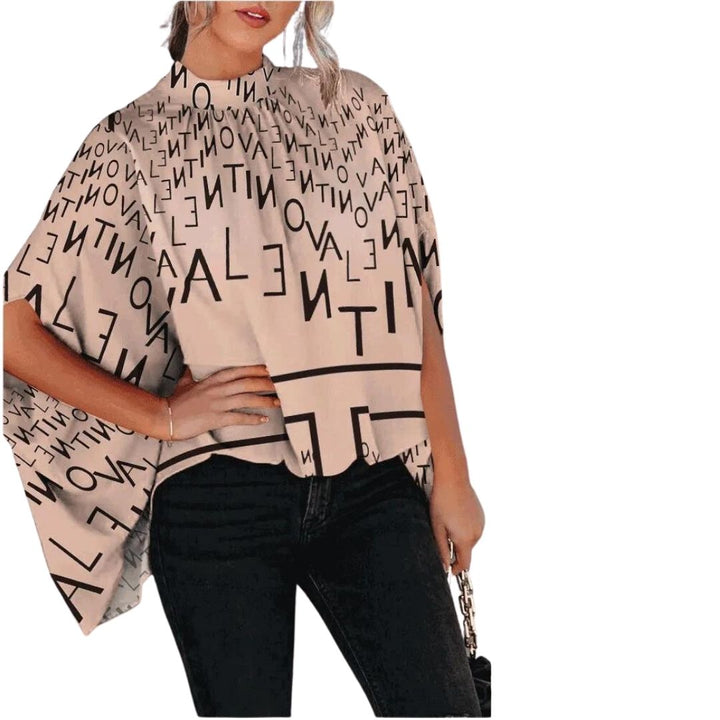 Xyza - Blouse met hoge hals en abstracte print