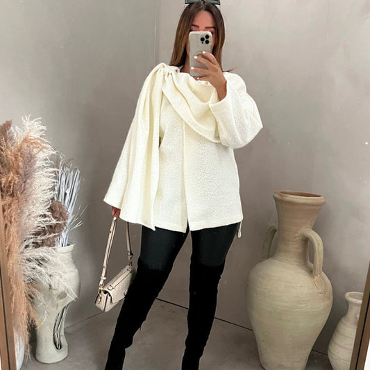 Xari - Witte oversized blouse met lange mouwen