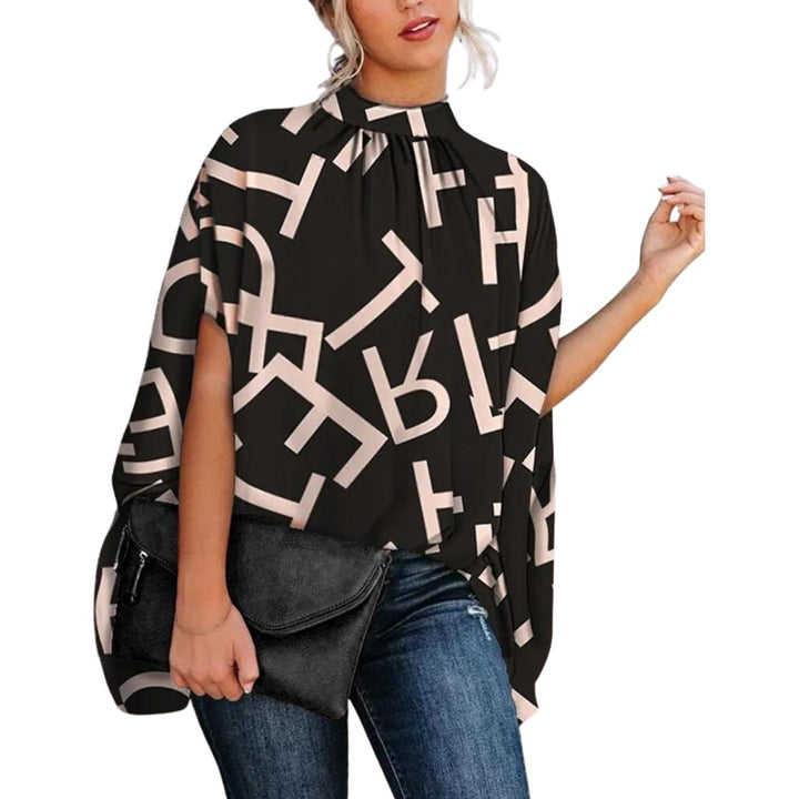 Xyza - Blouse met hoge hals en abstracte print