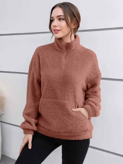 Amber - Casual comfortabel pluche pullover sweatshirt met zak