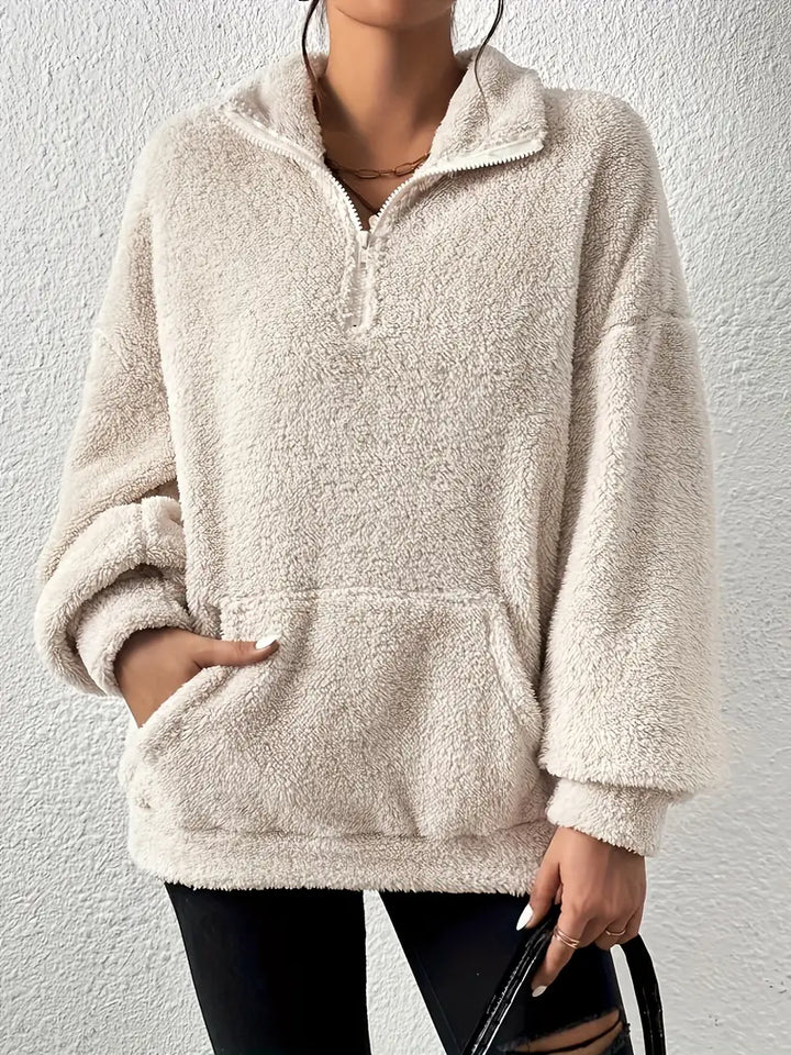 Amber - Casual comfortabel pluche pullover sweatshirt met zak