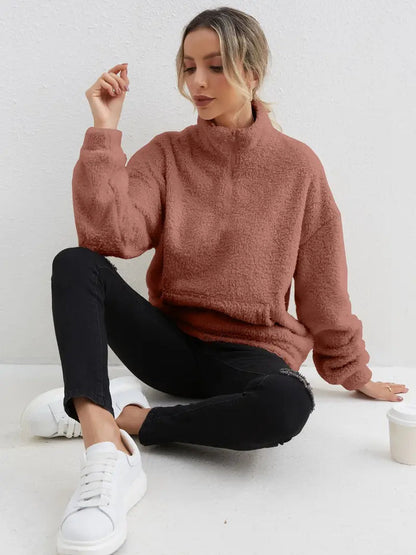 Amber - Casual comfortabel pluche pullover sweatshirt met zak