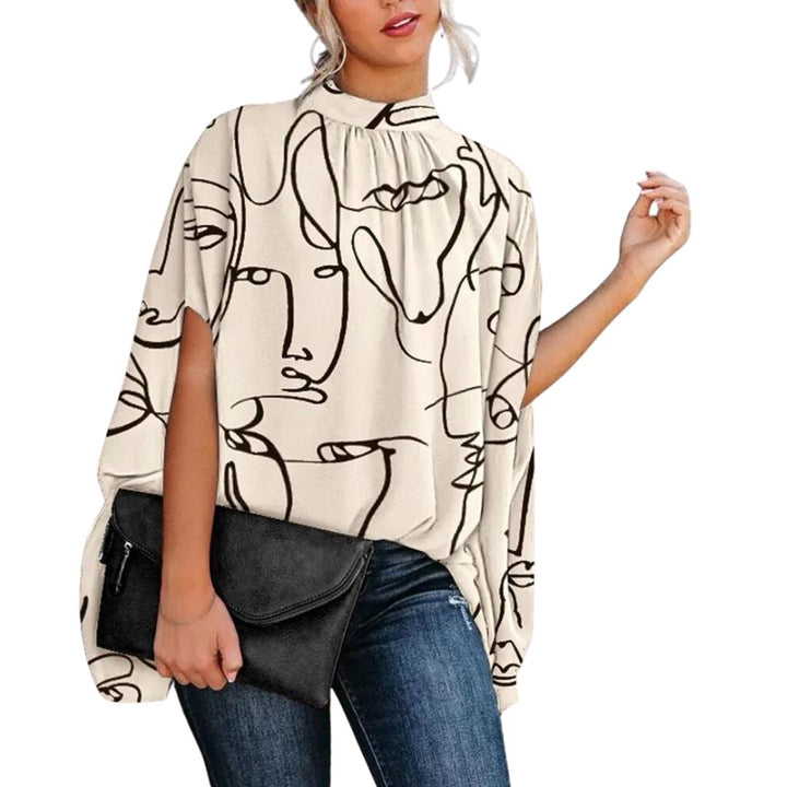 Xyza - Blouse met hoge hals en abstracte print