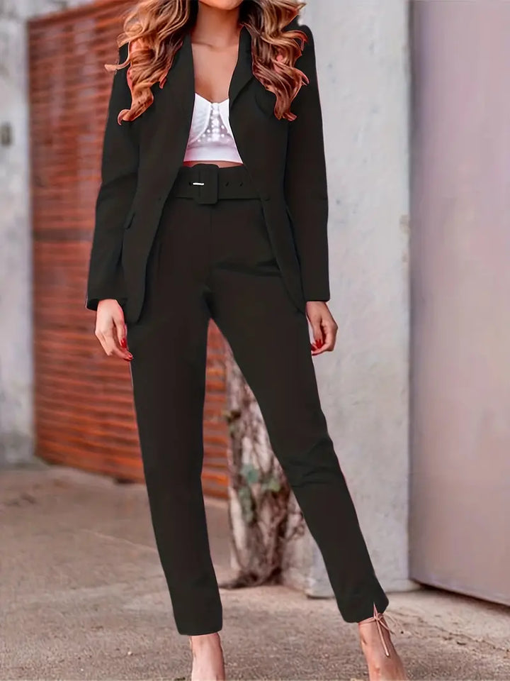 Lieva - Elegante set met open blazer en broek