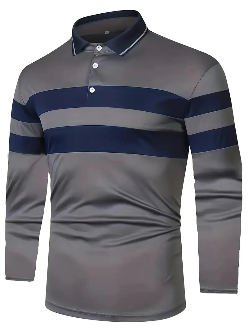 Nout - Casual kleurblok shirt met lange mouwen