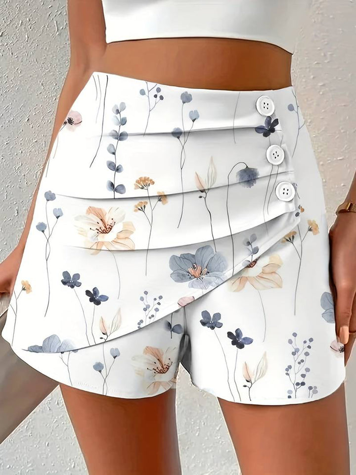 Besna - Korte broek met ruches en bloemenprint