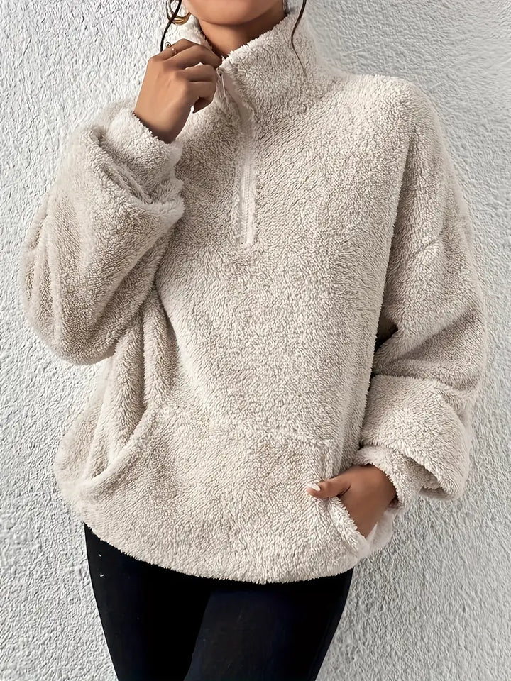 Amber - Casual comfortabel pluche pullover sweatshirt met zak