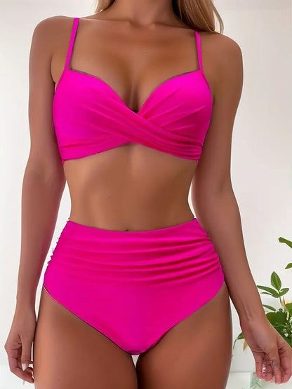 Pom - Tweedelige bikiniset met tropische print en V-hals