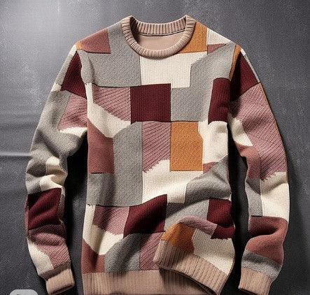 Ernst - heren geruite kleurblok sweater