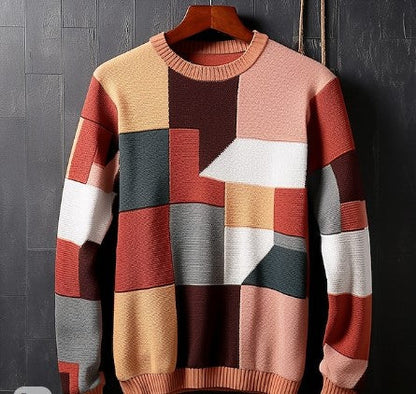 Ernst - heren geruite kleurblok sweater