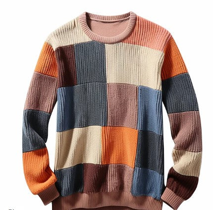 Ernst - heren geruite kleurblok sweater