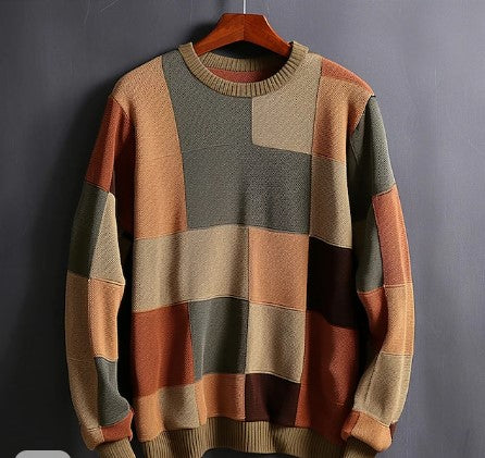 Ernst - heren geruite kleurblok sweater