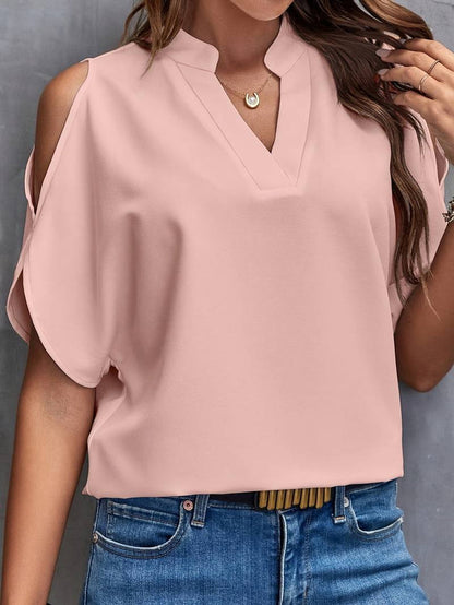 Kris - Effen blouse met inkepingen en eenvoudige elegante split mouwen